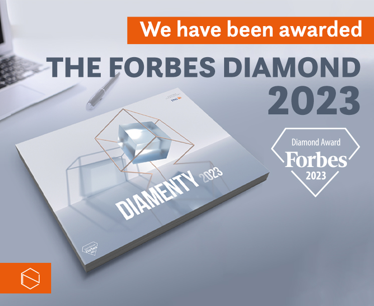 Chemnovatic's and Forbes' logos, and text in Polish: we are among the winners of Forbes Diamonds 2023