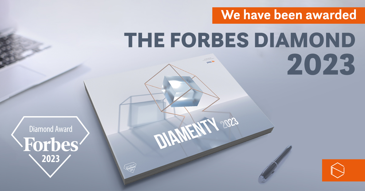Chemnovatic's and Forbes' logos, and text in Polish: we are among the winners of Forbes Diamonds 2023