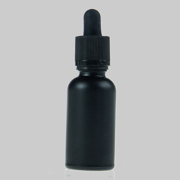 a 30 ml black matte glass bottle with pipette
