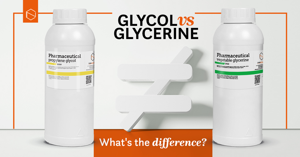 Propylene glycol and vegetable glycerine bottles, and text glycol =/= glycerine, what's the difference?