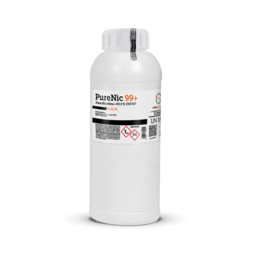 a white bottle of pure nicotine liquid purenic 99+