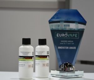 euro vape award and 2 bottles near it