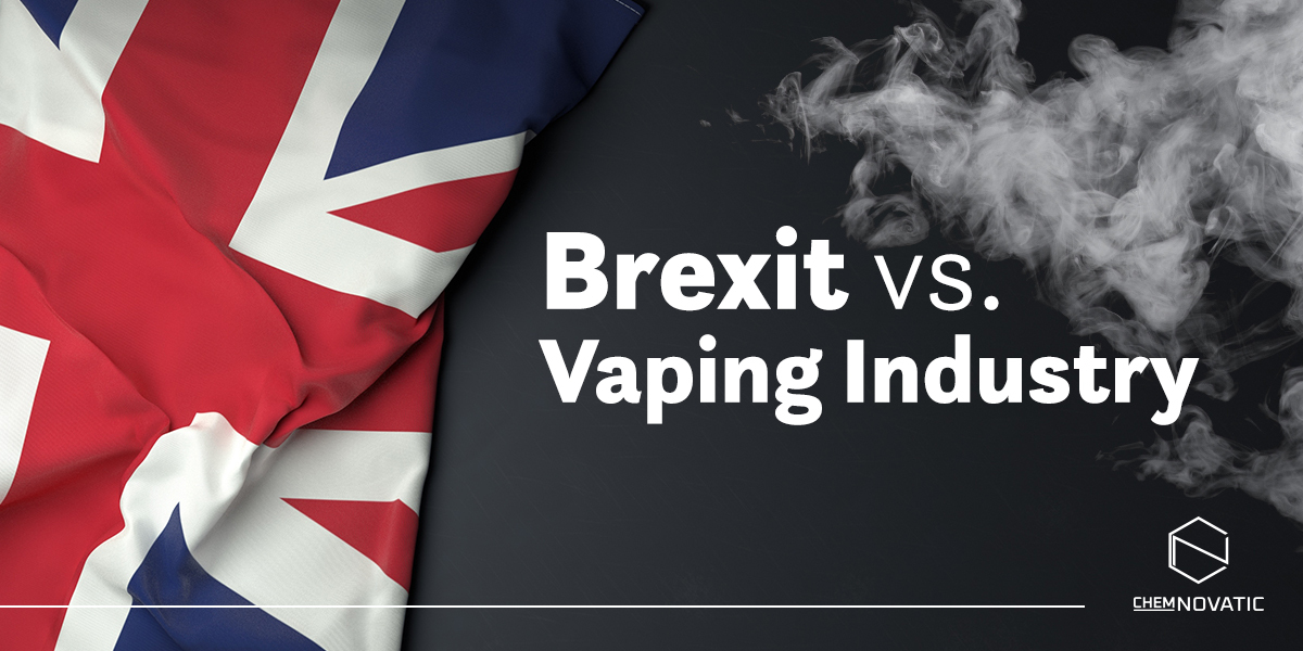 union jack, a vape smoke, and a text: brexit vs vaping industry