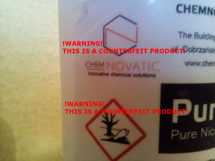 counterfeit product label