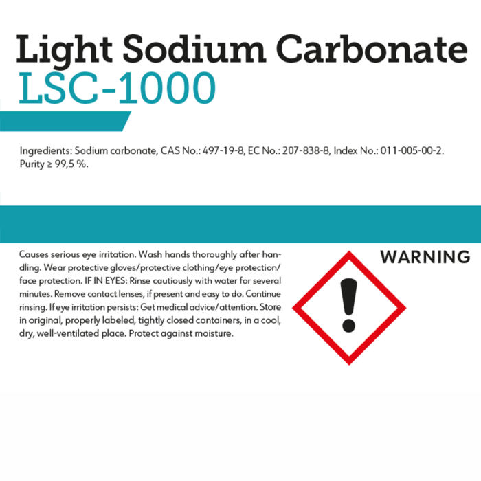 light sodium carbonate lsc-1000 label