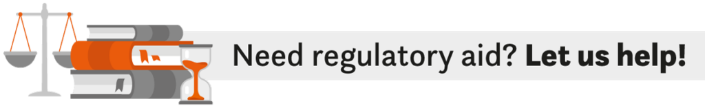 a scale, an hourglass, a set of books, and a text: need regulatory aid? let us help!