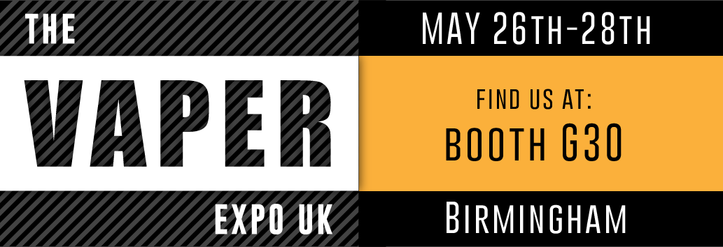the vaperexpo uk baner and text: may 26th-28th birmingham find us at: booth g30