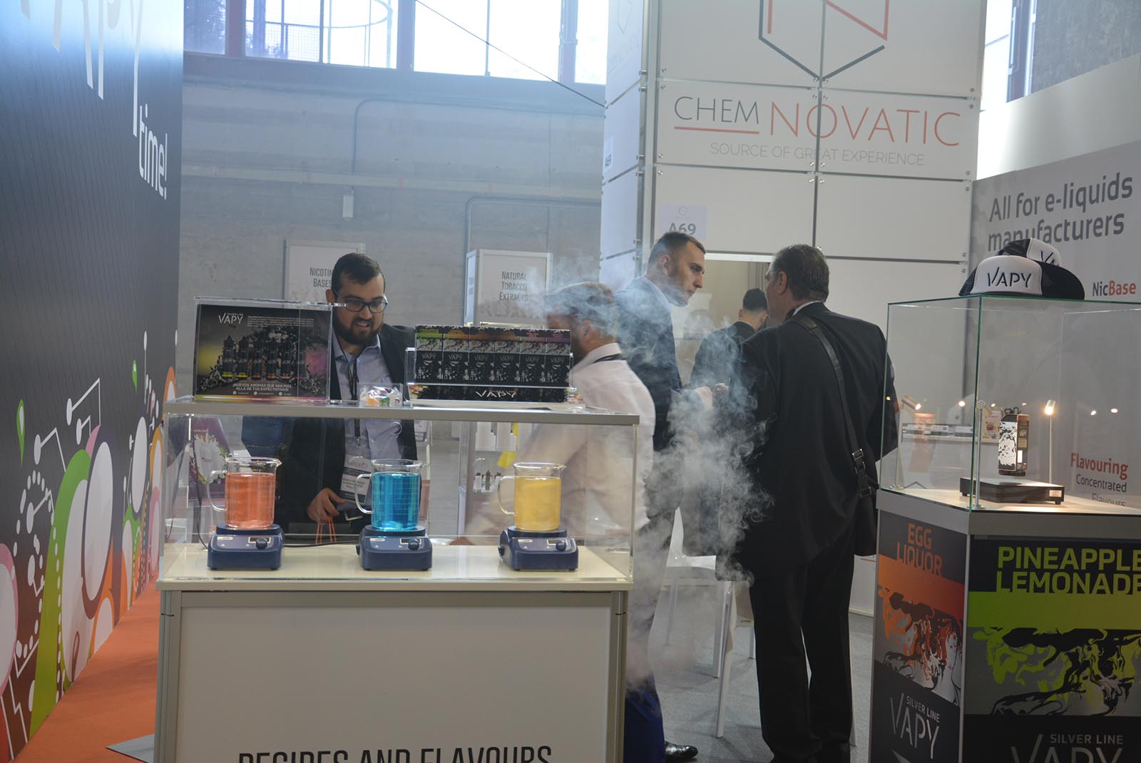 people at chemnovatic stand during vapeexpo 2018 spain