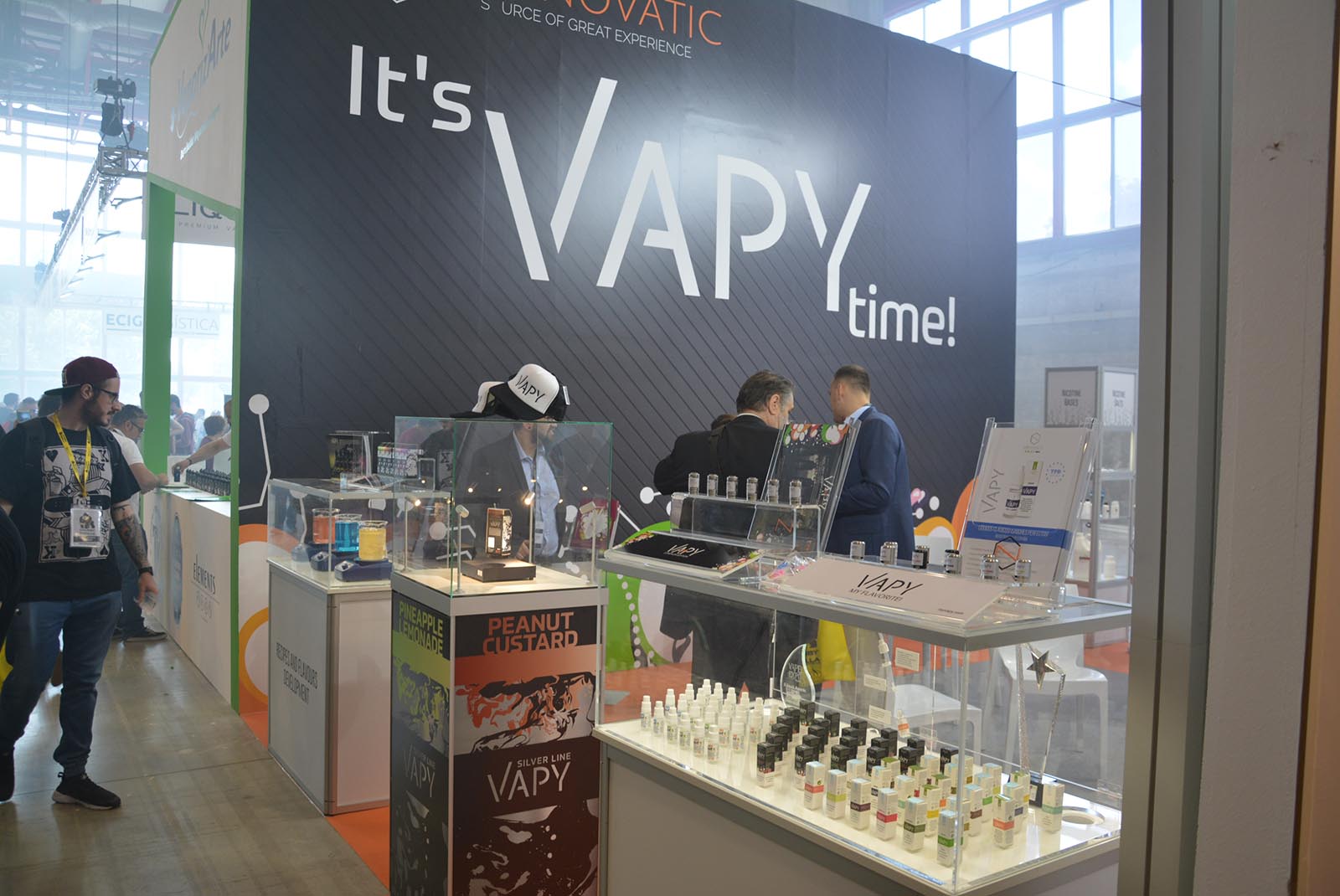 people at chemnovatic stand during vapeexpo 2018 spain