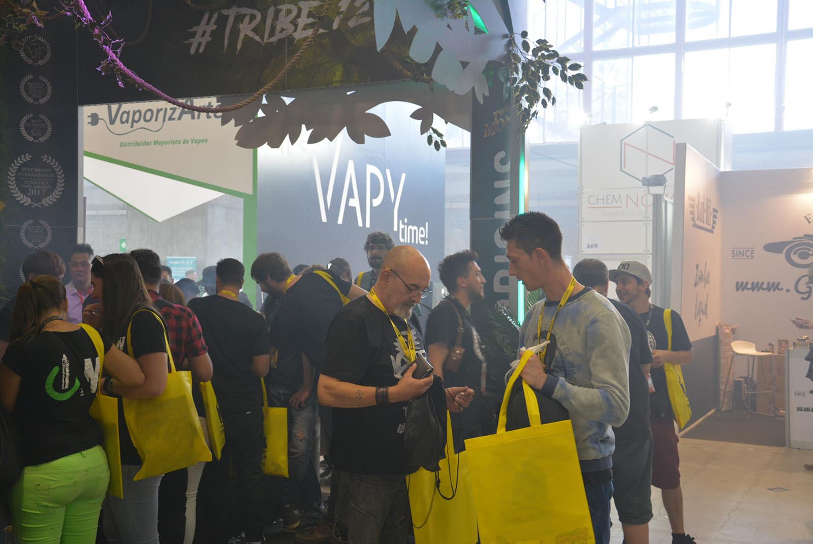 people at #tribe stand during vapeexpo 2018 spain