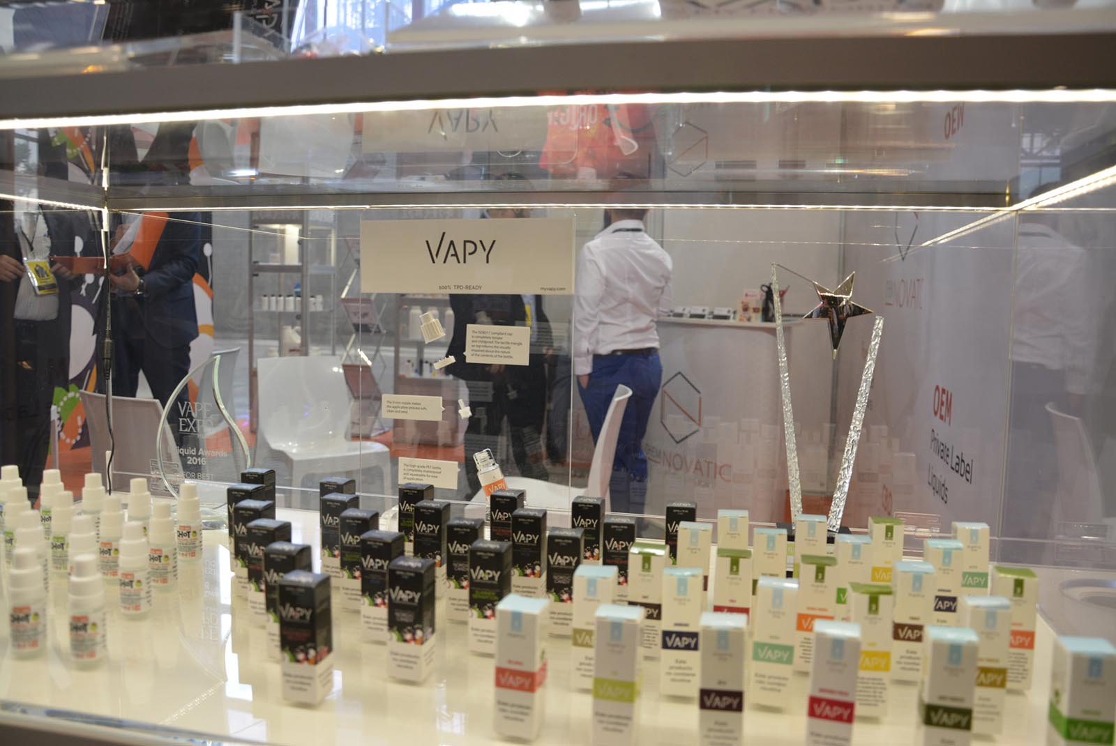 vapy products in a display case