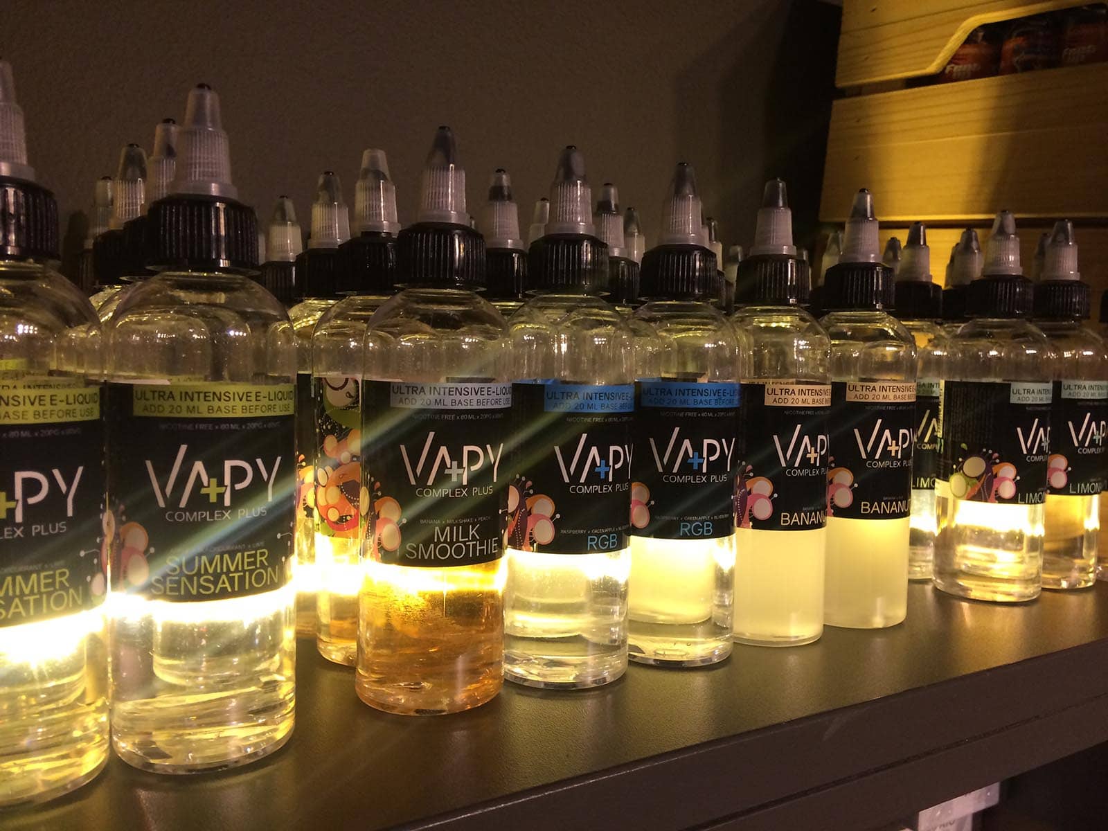 bottles of vapy complex e-liquids